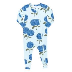 Baby Bamboo Romper- Light Blue Hydrangeas