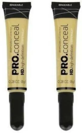 Bingeable HD Pro Conceal (Concealer) Yellow, 2 Pcs Concealer