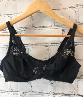 Black Lace Trim Flower Non Padded Full Cup Bra Seconds 34B