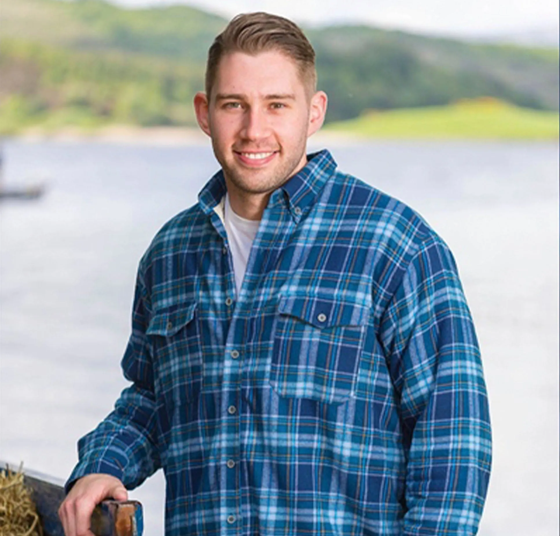 Blue Check Fleece Lined Grandfather Shirt