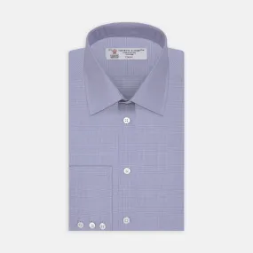 Blue Prince of Wales Check Shirt with T&A Collar and 3-Button Cuffs