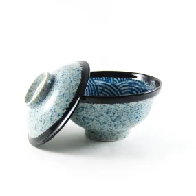 Blue Wave Covered Bowl, 15.7cm