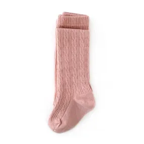 Blush Pink Cable Knit Tights