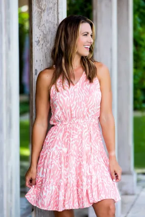 Caitlin Dress / Coral Zebra