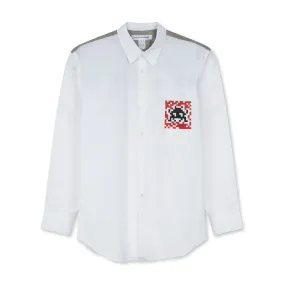 CDG Shirt - Invader Cotton Shirt - (White/Grey)