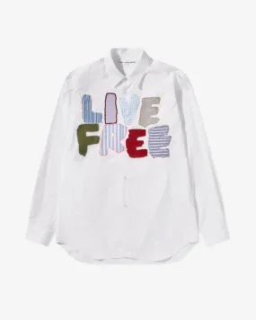 CDG Shirt - Men's Embroidered Live Free Shirt - (White)