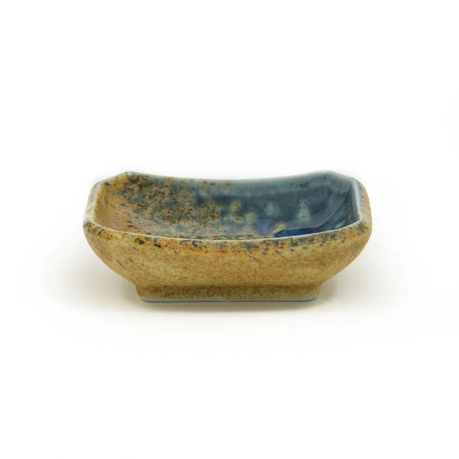 Chouseki Blue Gold Sauce Dish, 9cm x 6.5cm x 2.5cm high