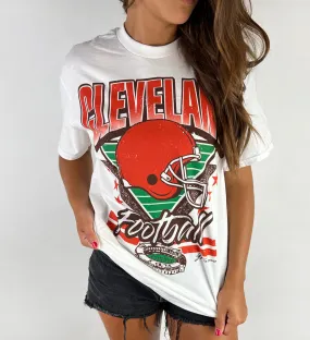 Cleveland Football Retro White T shirt