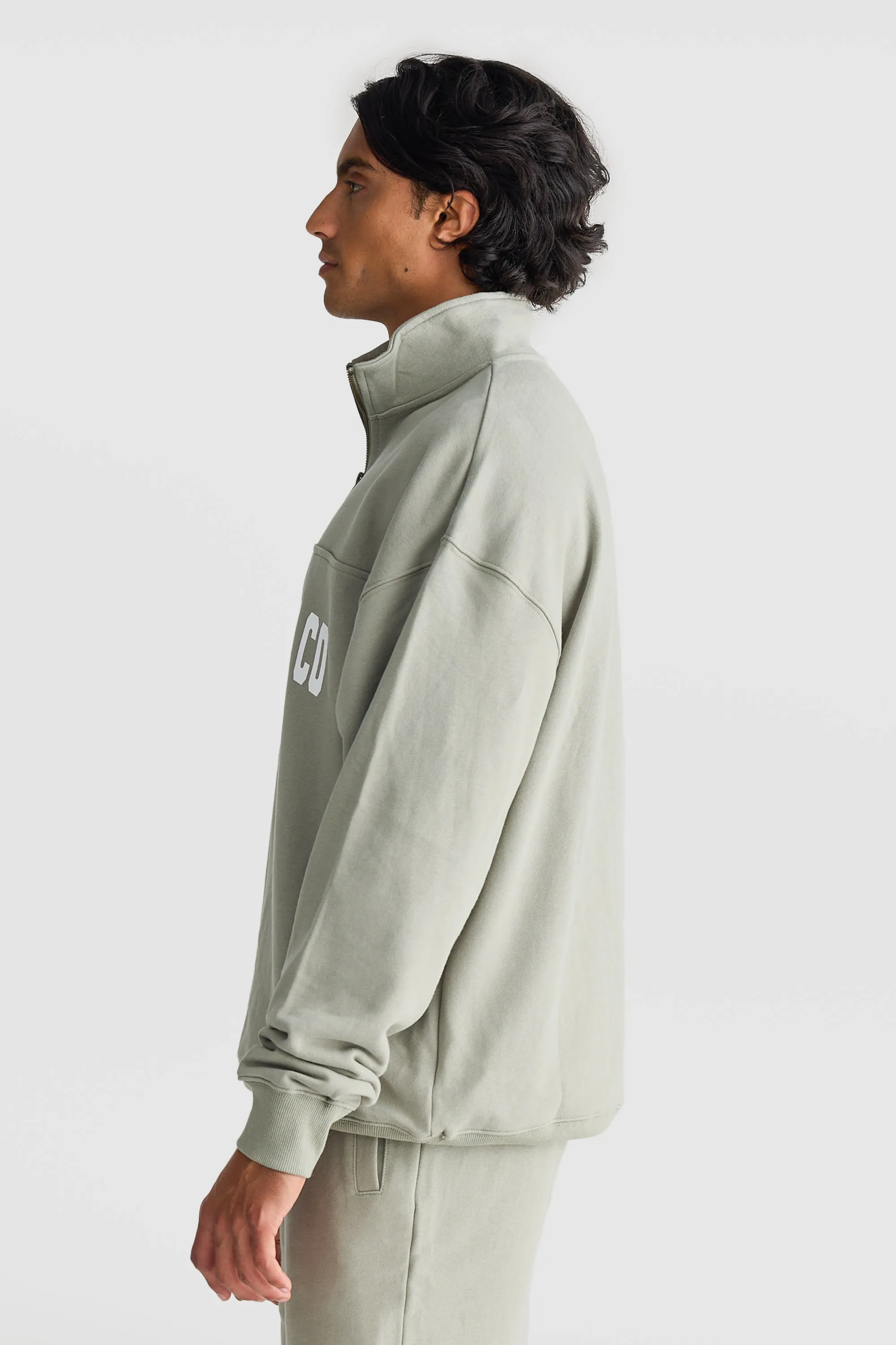 College Logo Quarter Zip Olive