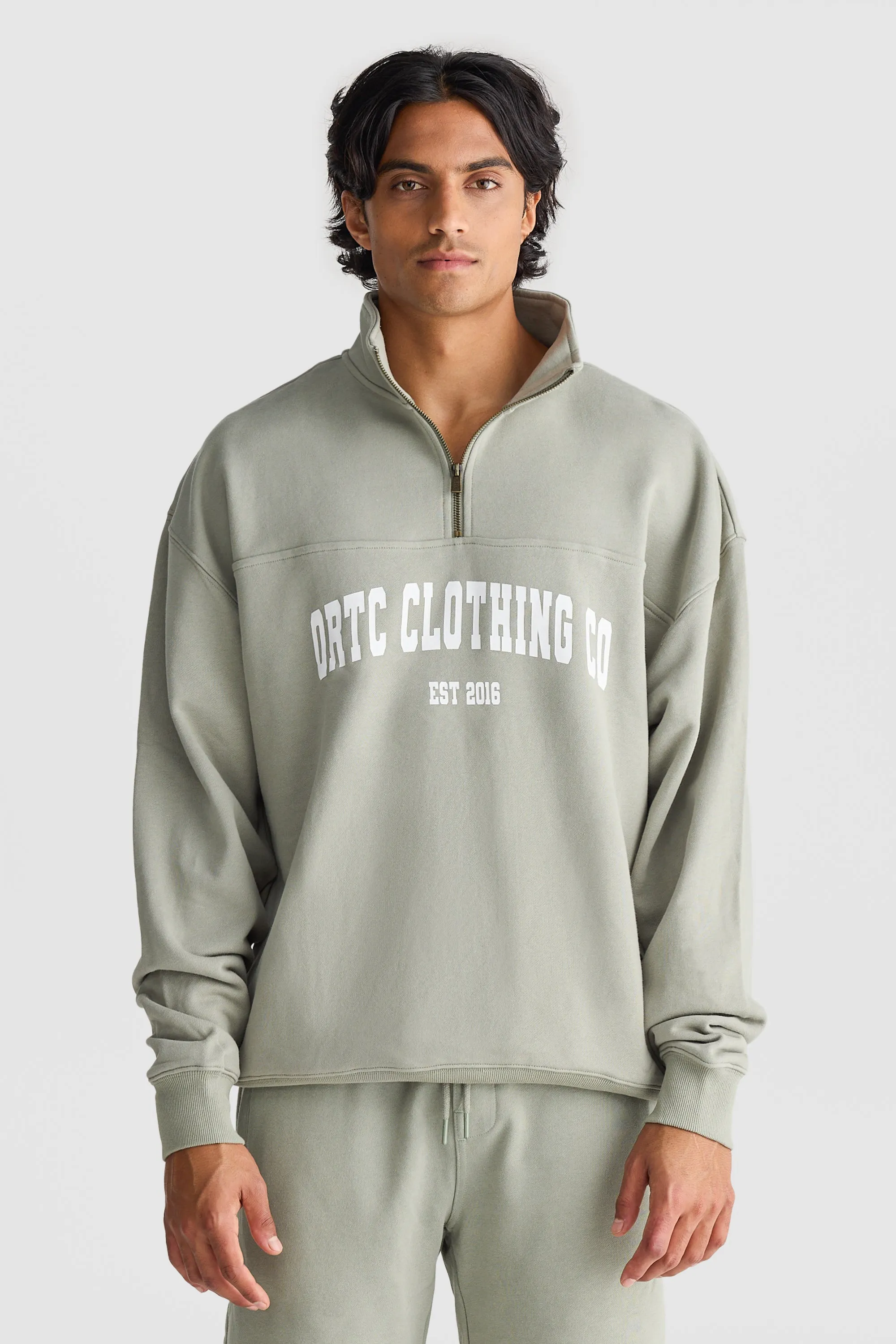 College Logo Quarter Zip Olive