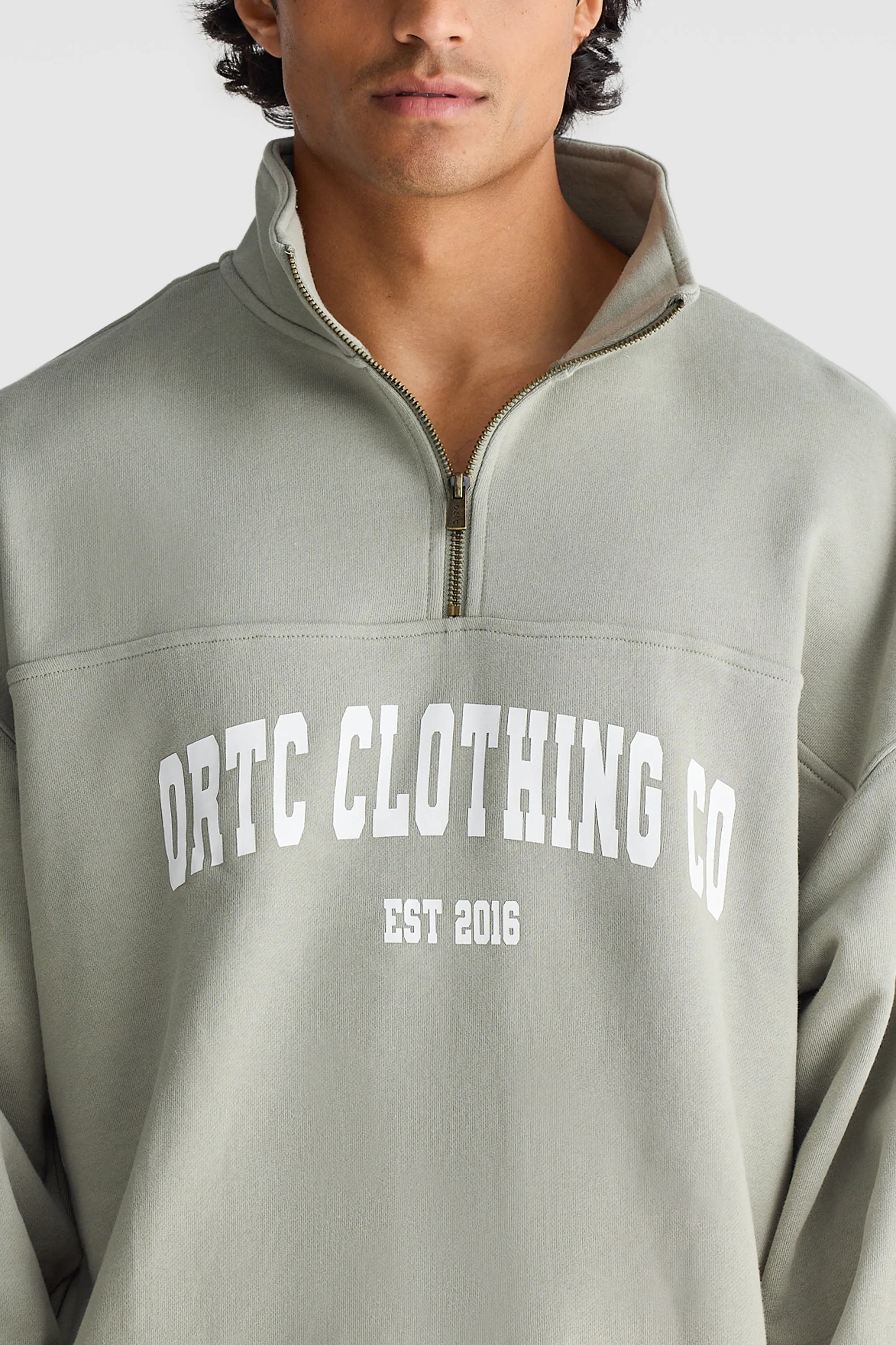 College Logo Quarter Zip Olive