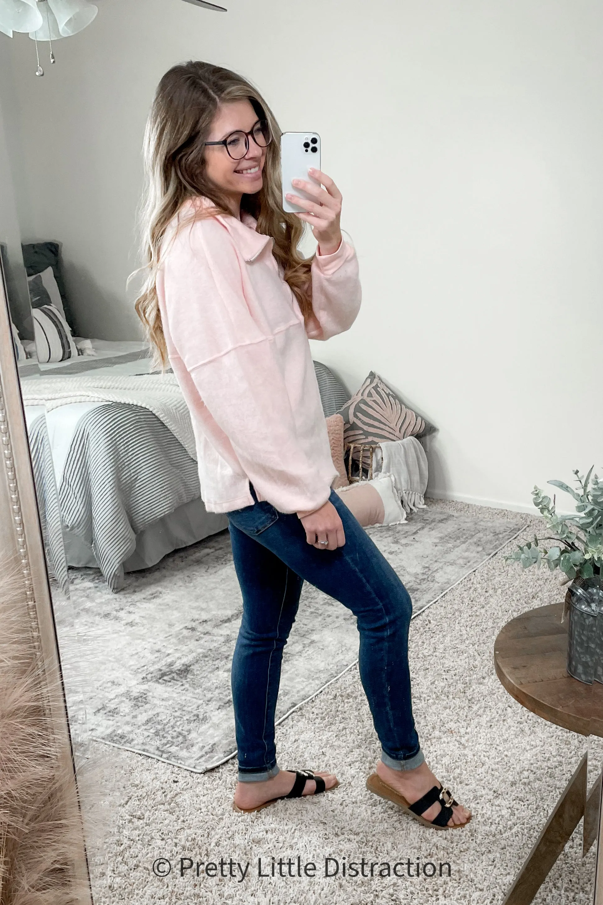 Cozy Moment 1/2 Zip Pullover in Blush