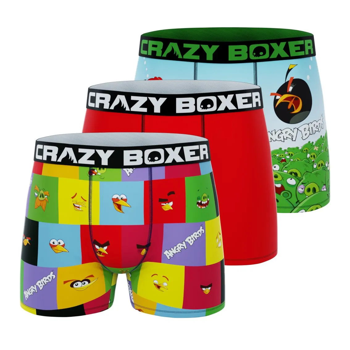 CRAZYBOXER Angry Birds Attack The Pigs Men's Boxer Briefs (3 pack)