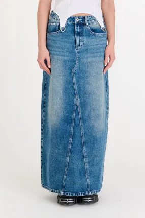 Denim Maxi Skirt Bleach Blue