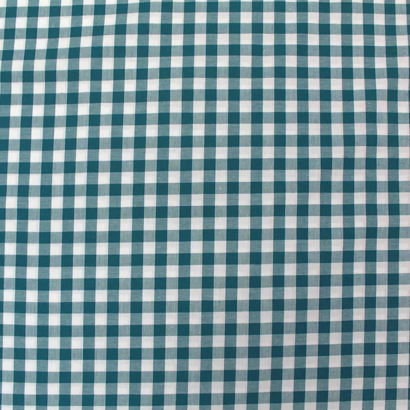 Dressmaking Cotton Gingham - Wide Width - Petrol and White