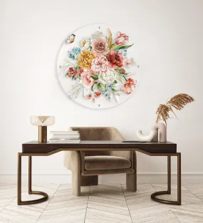 Flowers and Butterflies Printed Transparent Acrylic Circle