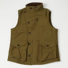 Freewheelers 2231007 ‘Winter Aviators’ Vest - Dark Khaki/Beige