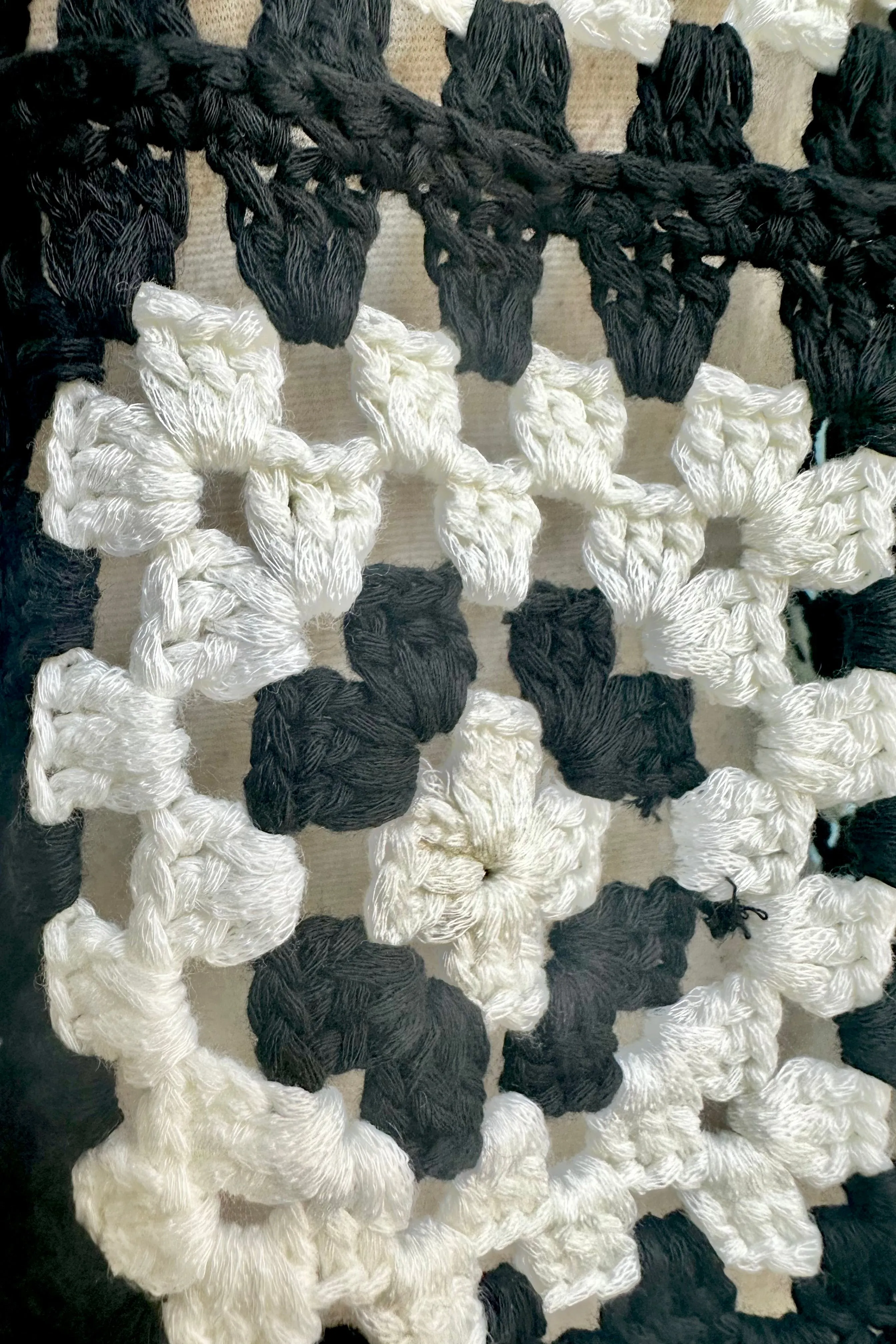 Granny Squares Cropped Cardigan in Black and White