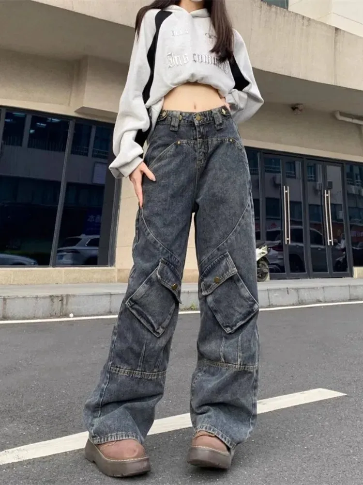 Grunge Baggy Cargo Vintage 90s Distressed Wide Denim Harajuku Oversize Pant