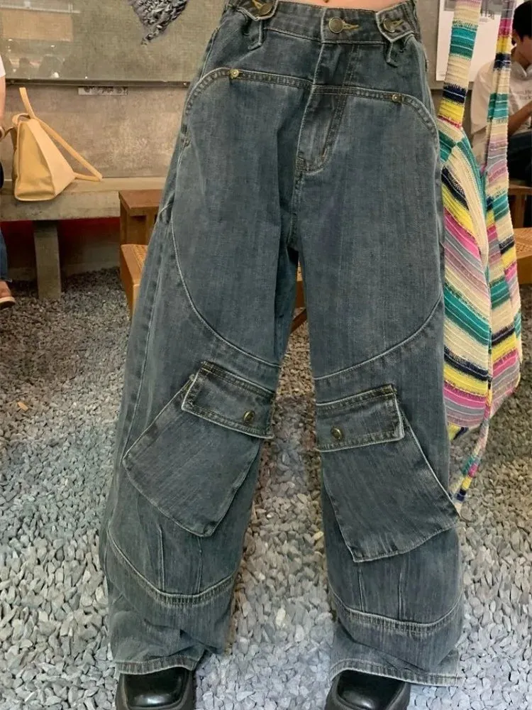 Grunge Baggy Cargo Vintage 90s Distressed Wide Denim Harajuku Oversize Pant