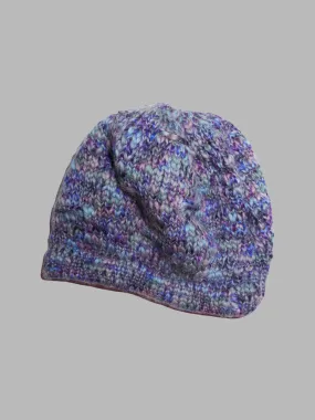 Jean Colonna purple blue grey knitted wool beanie