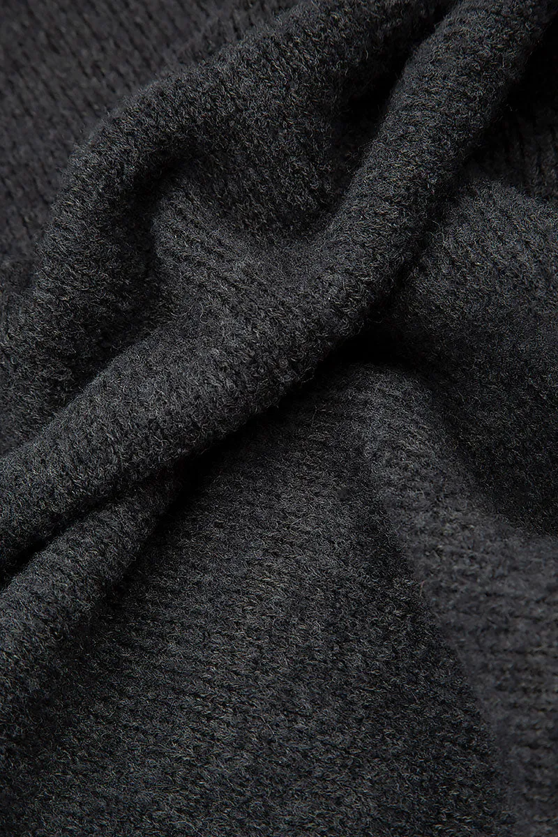 Light Flowers Dark Grey Wool Sweater