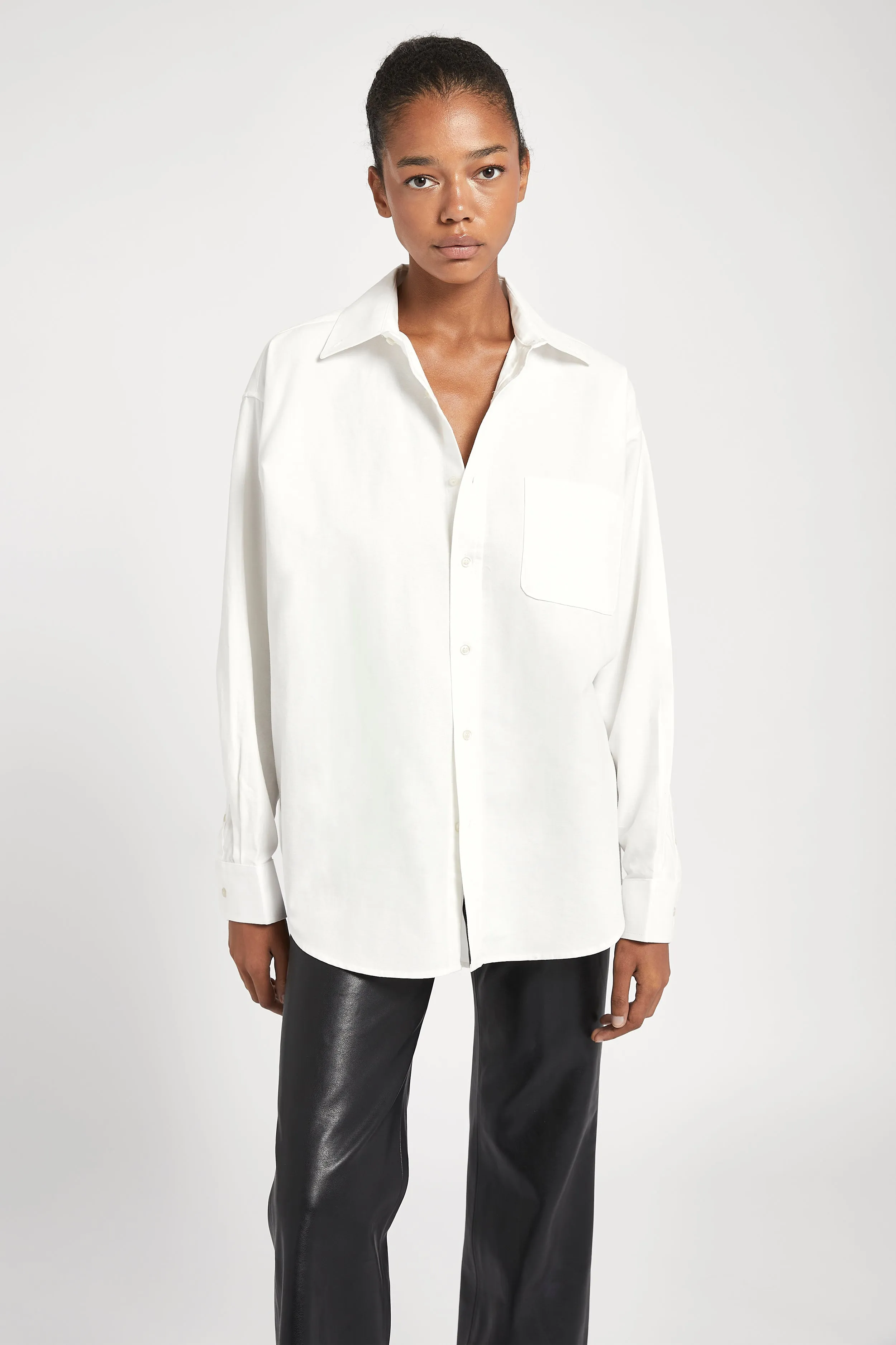 Masculine Oversized Cotton Shirt - White