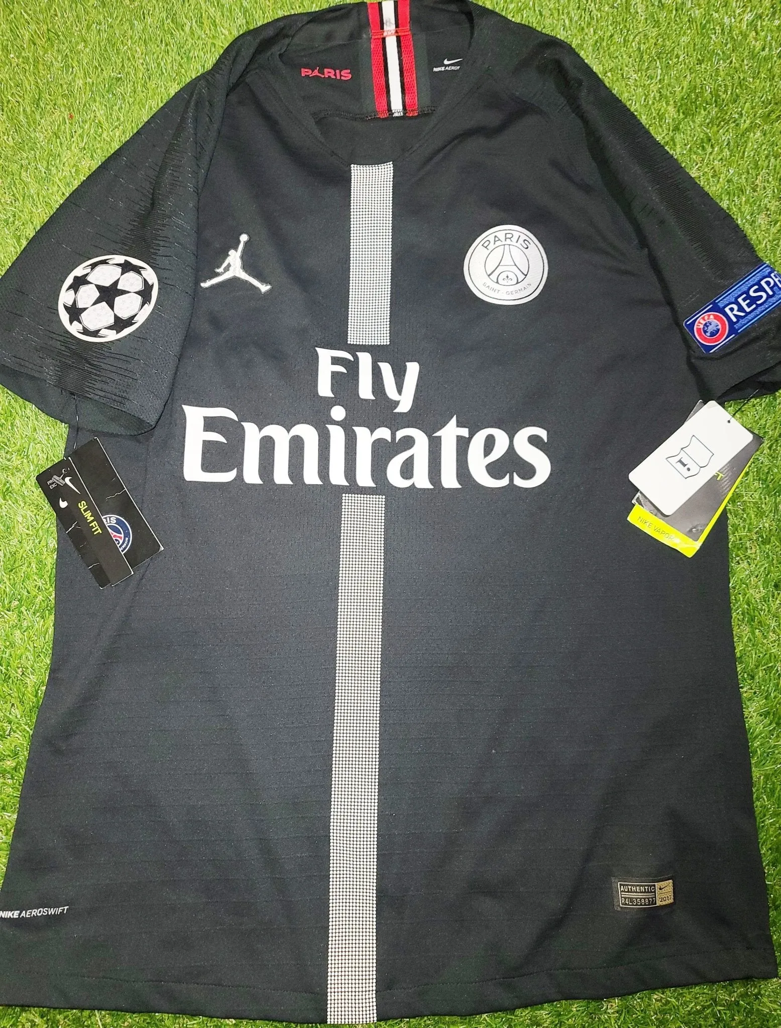 Mbappe Psg Paris Saint Germain 2018 2019 JORDAN VAPORKNIT PLAYER ISSUE Black Away Jersey BNWT M SKU# 918923-012