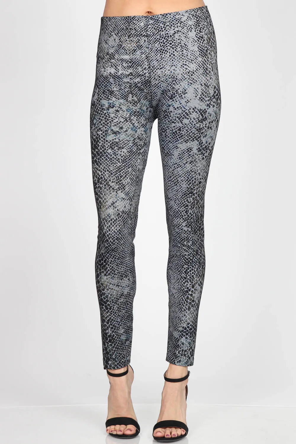 Mediterranea Silver Snakeskin Print Leggings