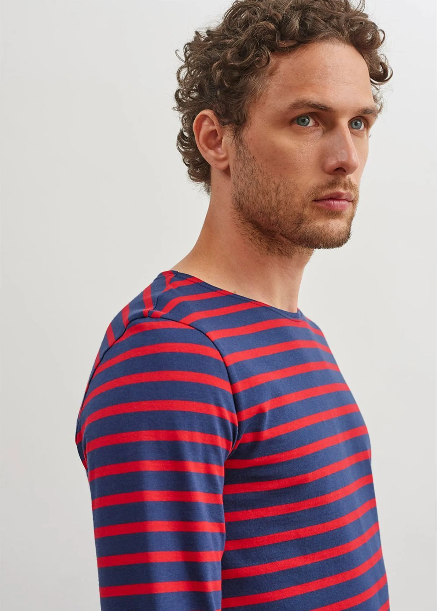 MINQUIERS MODERN - Authentic Breton Stripe Shirt | Soft Cotton | Men Fit (NAVY / RED)