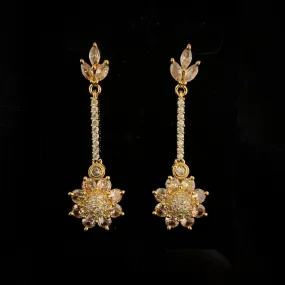 Modern lightweight Earring with Champagne color Zircon (CZ) stone