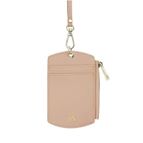 Nude - Saffiano ID Cardholder Lanyard with Zip