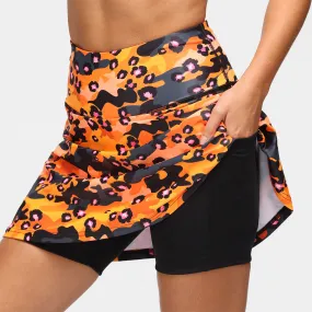 Orange Leopard Camo Skort