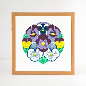 pansy flower art print, purple pansies wall art, Thelma print with spring flowers