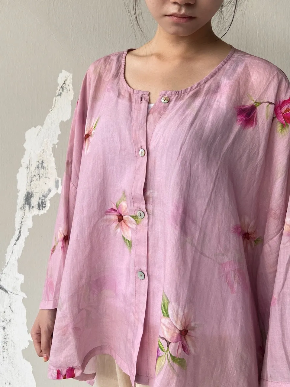 Pink Magnolia Drop Sleeve Shirt