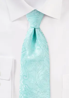 Robins Egg Blue Proper Paisley Necktie