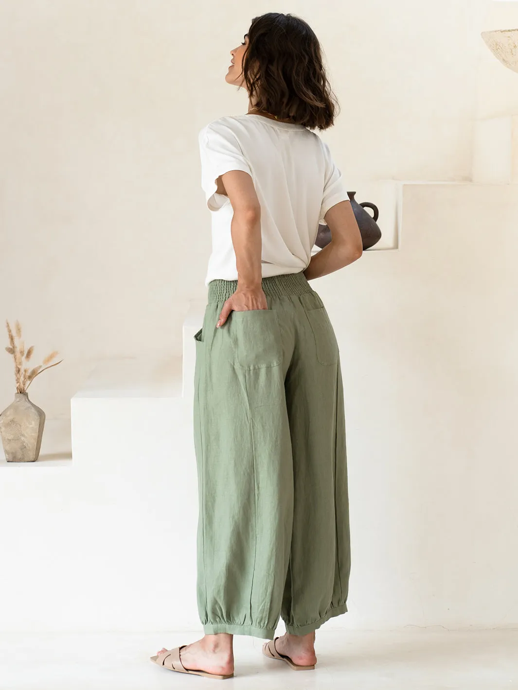 Sadhu French Linen Pants Moss