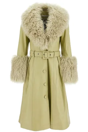 SAKS POTTS foxy leather and shearling long coat