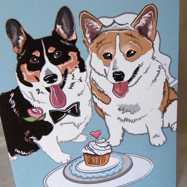 Wedding Corgis Greeting Card