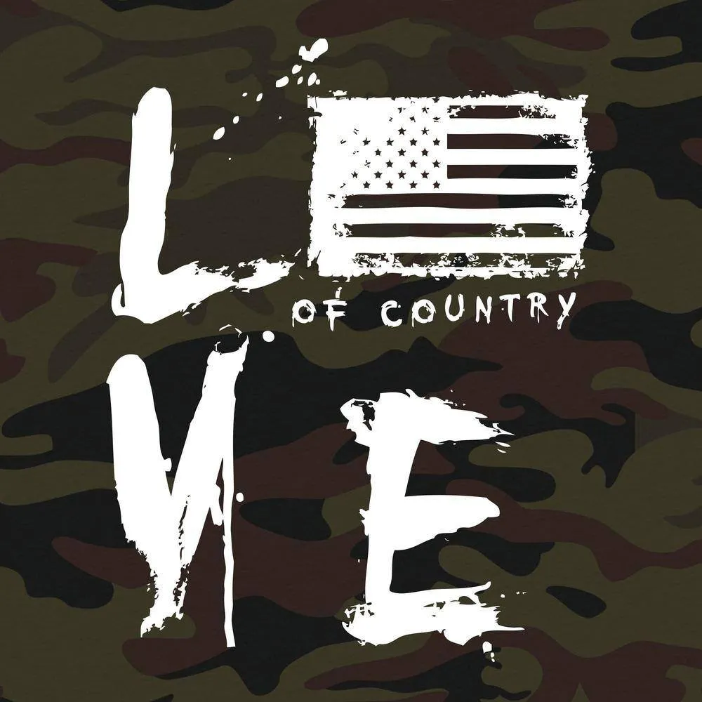 Women's  Love of Country T-Shirt - Woodland Camo