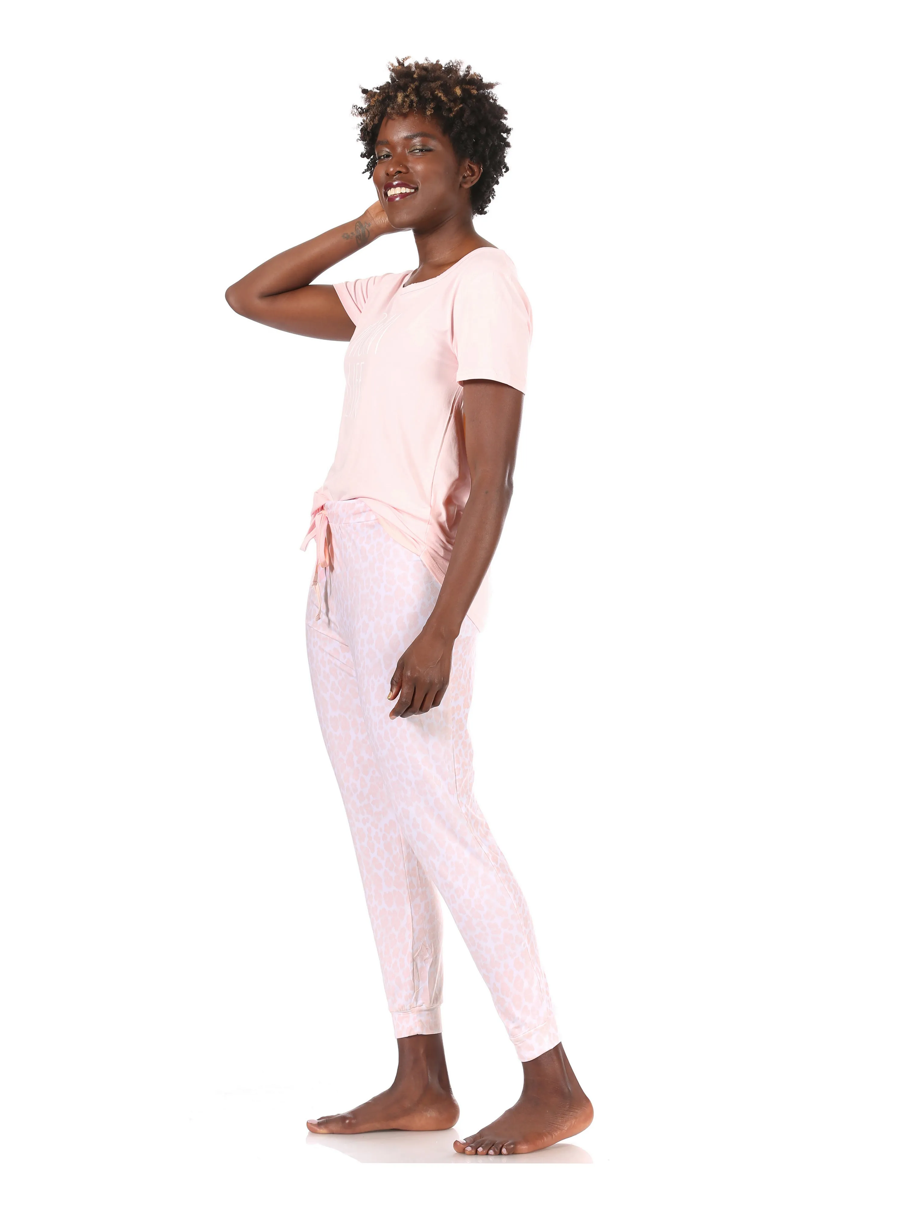 Women's "MOM LIFE" Short Sleeve Top and Drawstring Jogger Pajama Set